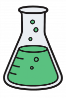 Beaker with green liquid bubbling